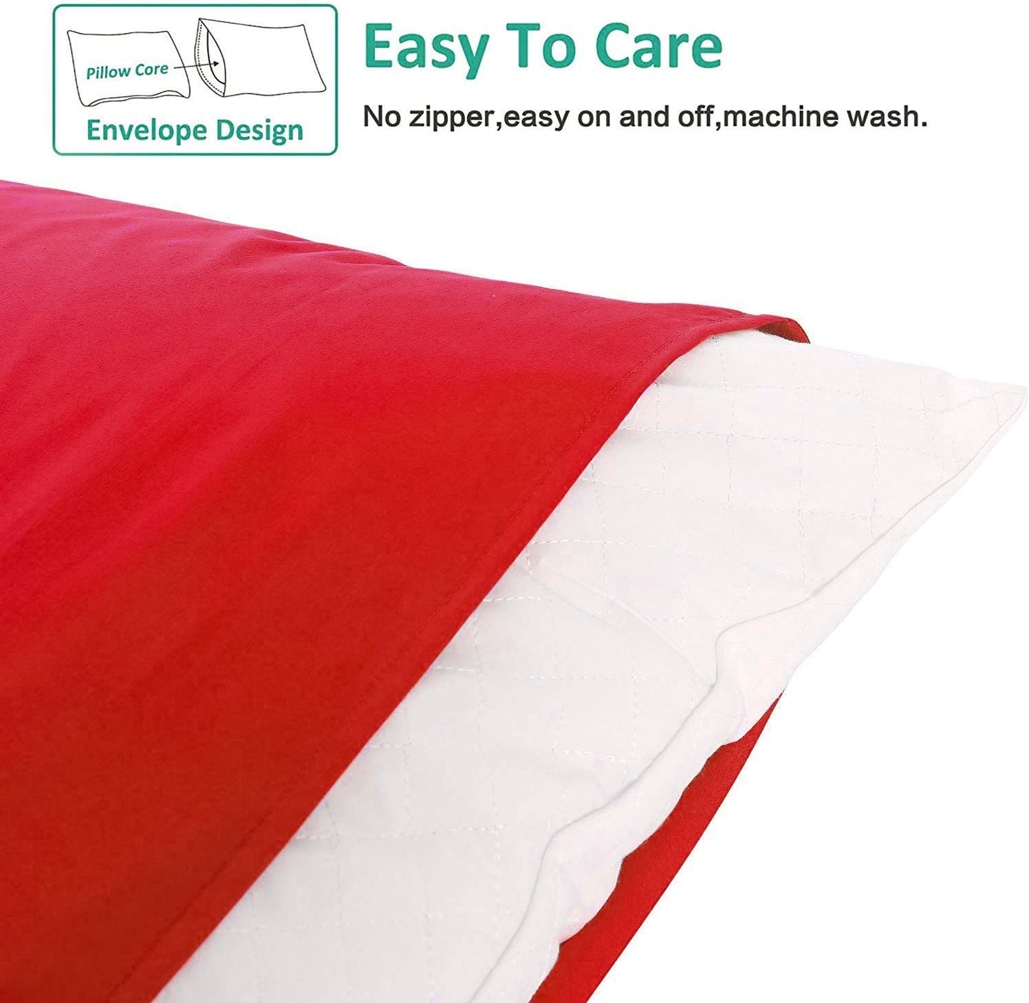 Ntbay King Pillowcase Set - 2 Pack Brushed Microfiber 20x40 Pillowcases - Soft, Wrinkle-Free, Fade-Resistant, Stain-Resistant, Red Pillowca…