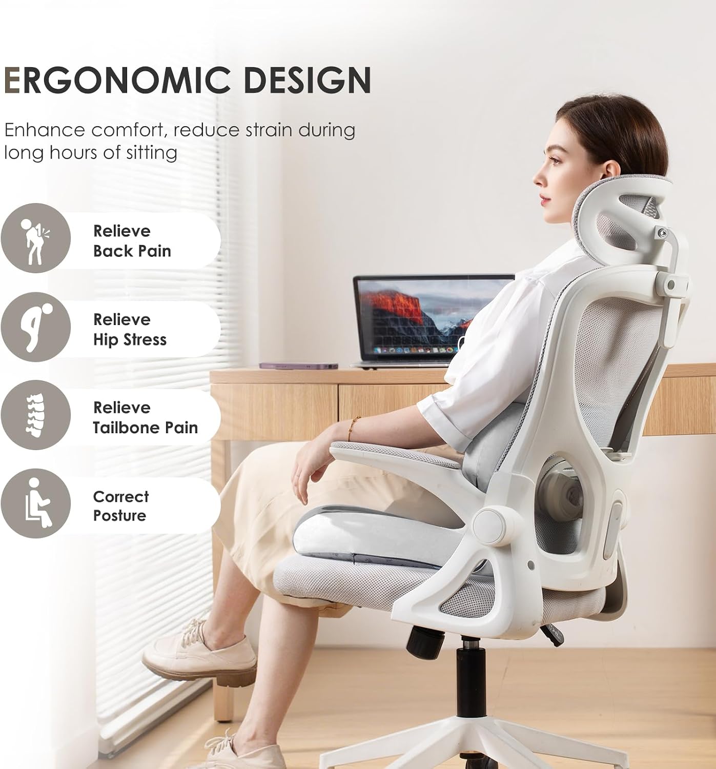 FLORICH Memory Foam Truck Seat Cushion, Car Seat Cushion and Lumbar Support Pillow for Office Chair, Ergonomic Back Support & Sciatica…