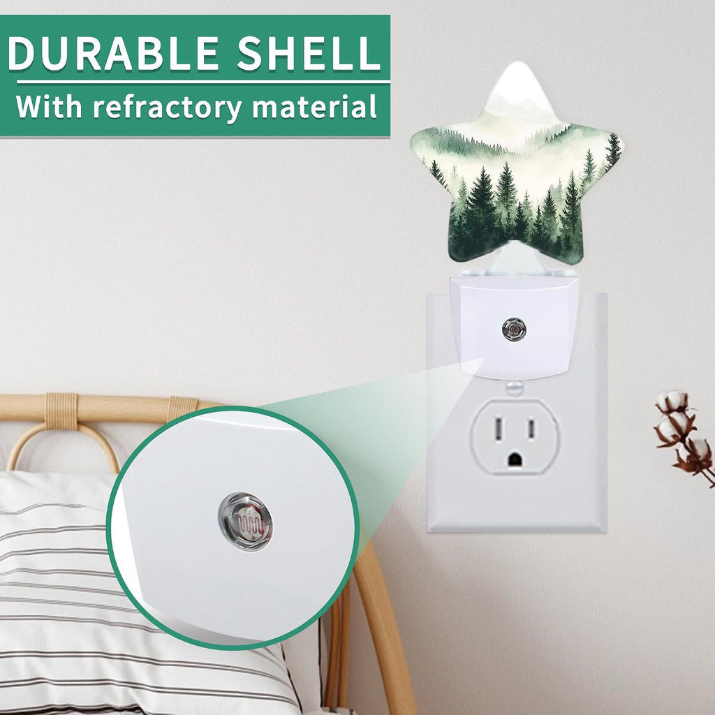 Green Misty Forest Plug in Star Night Light, Night Light with Sensor for Kids Nursery Bedroom, Decorative Soft Glow Lamp for Hallway…