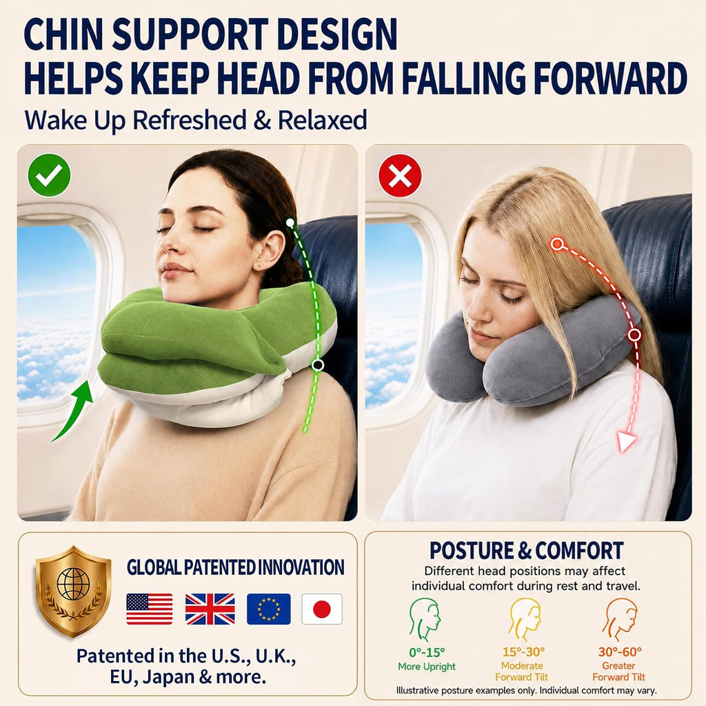 BUYUE Travel Neck Pillows for Airplanes, Memory Foam 360° Head Support Sleep for Long Flight, Skin-Friendly & Breathable, Kit with Eye…
