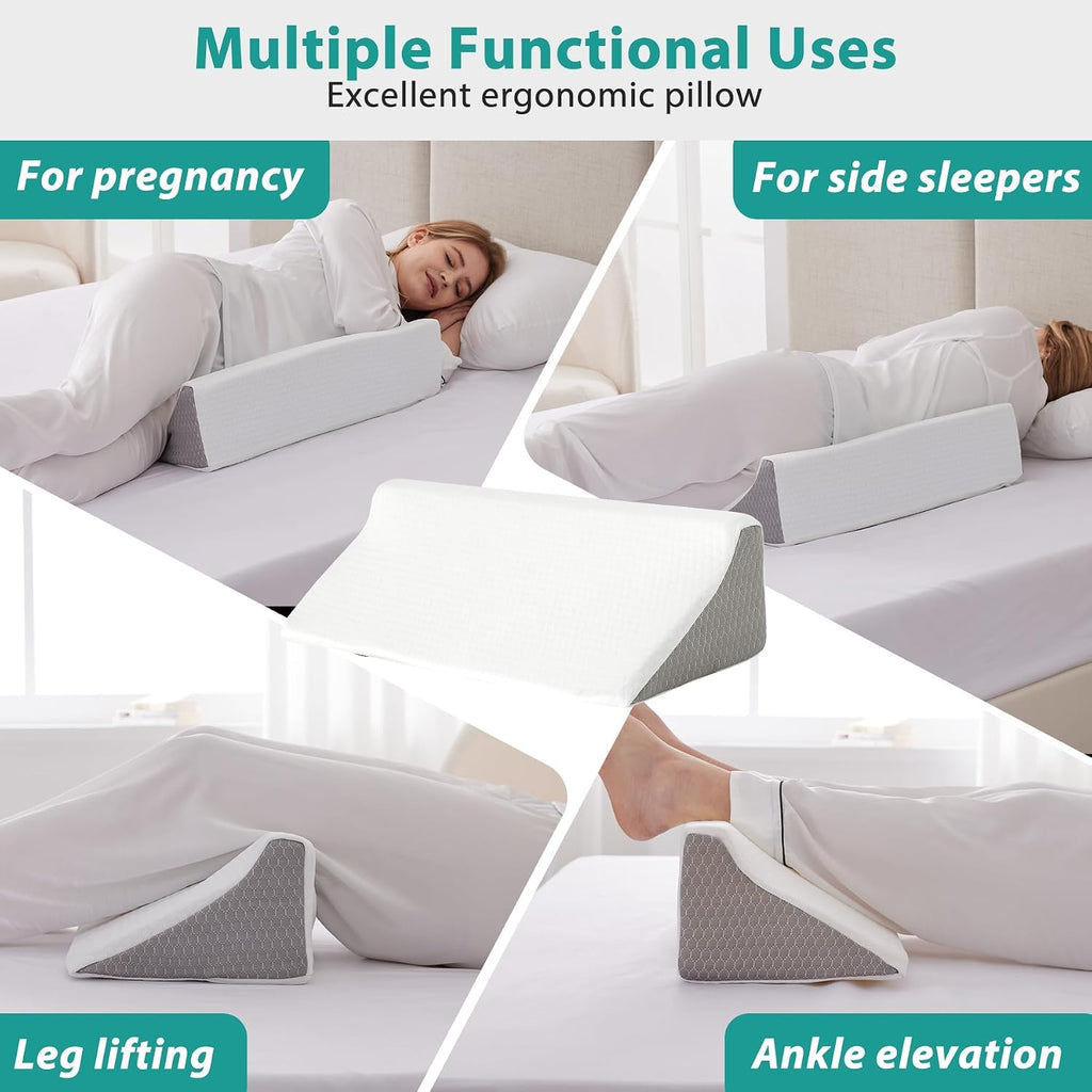 Bedluxe Wedge Pillow for Side Sleeping, Comfort Foam Back Pillow for Side Sleeper, Bed Wedges & Body Positioners for After Surgery, Pregnan…