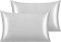 Ntbay 2 Pack Satin Standard Pillowcases for Hair and Skin, Luxurious and Silky Pillow Cases with Envelope Closure, 20x26 Inches, Silver Gre…