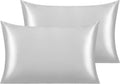 Ntbay 2 Pack Satin Queen Pillowcases for Hair and Skin, Luxurious and Silky Pillow Cases with Envelope Closure, 20x30 Inches, Silver Grey 2…