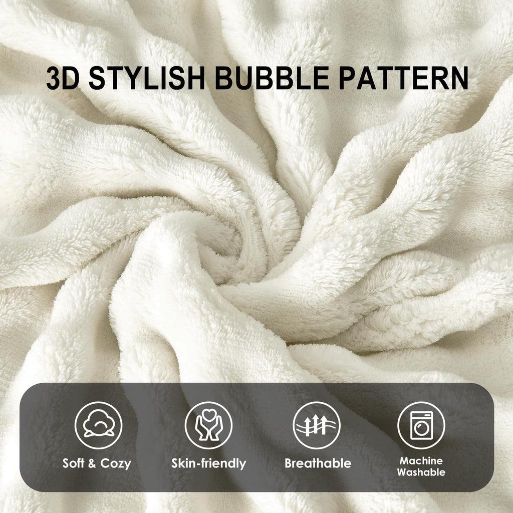 Sochow Decorative Throw Pillow Covers 18x18 Inches Set of 2, Soft Bubble Fleece Pillowcase Square Cushion Covers for Sofa Couch Bed, Cream…