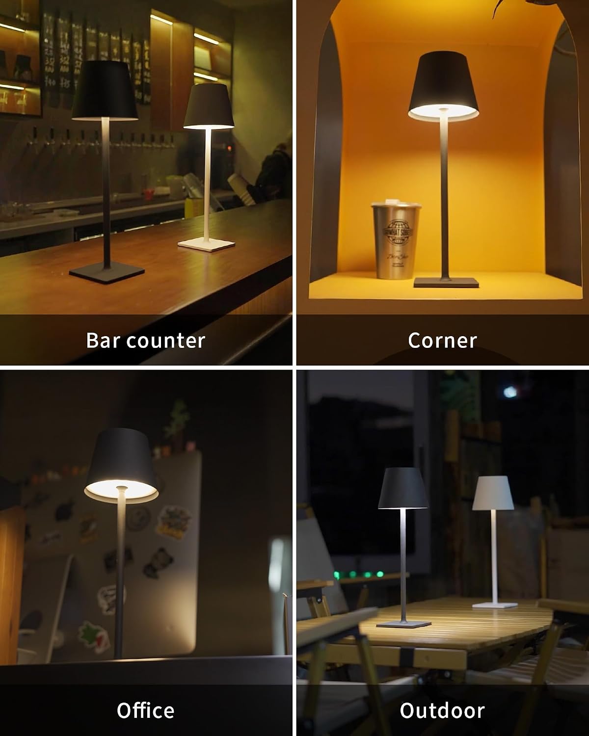 KDG 2 Pack Cordless Table Lamp, Portable LED Desk Lamps, 5000mAh Battery Operated, 3 Color Stepless Dimming Up, for Restaurant, Bedroom…