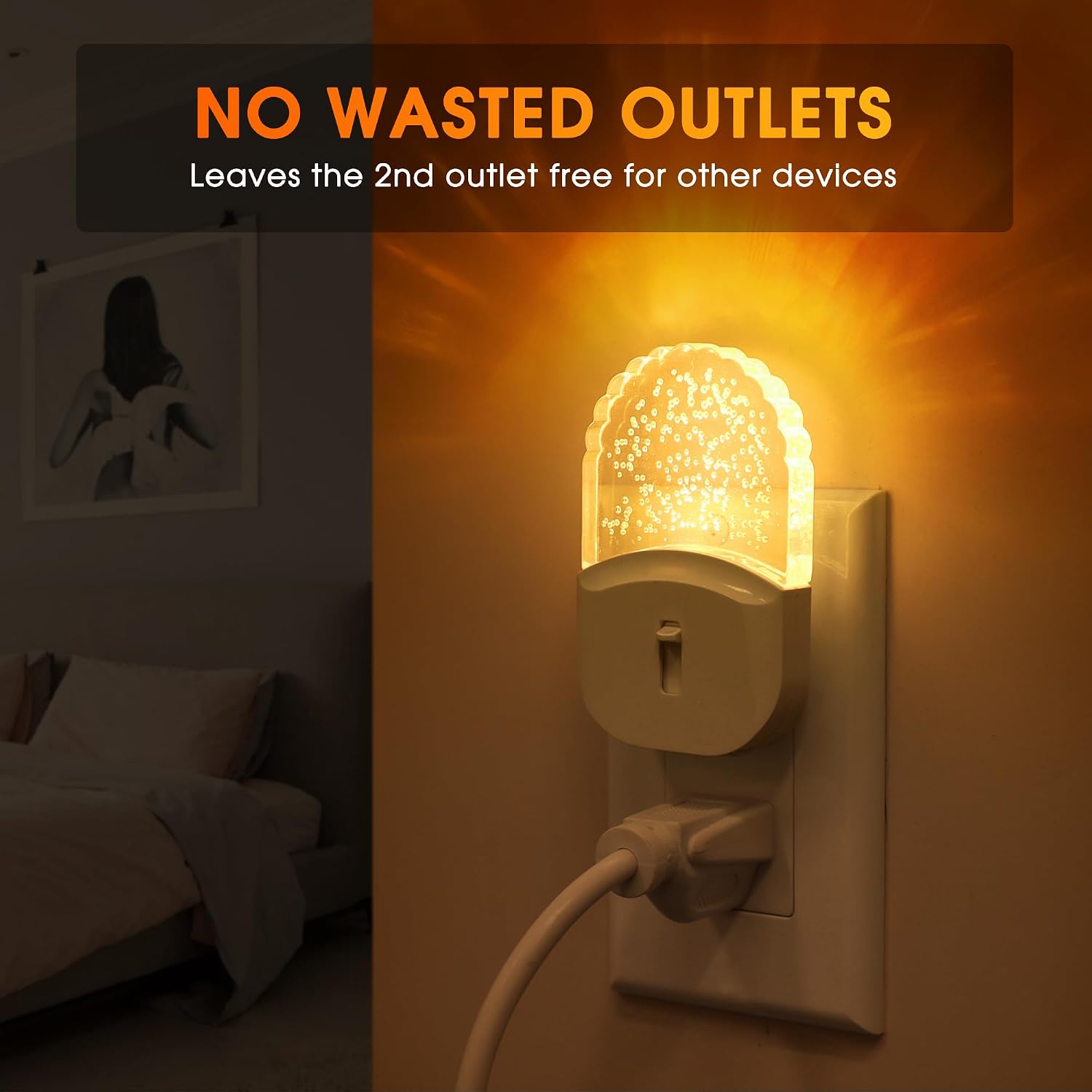 Briignite Led Night Light, Night Lights Plug into Wall, Night Light for Kids 2Pack, Amber Yellow Nightlight Plug in, Dimmable with Dusk…