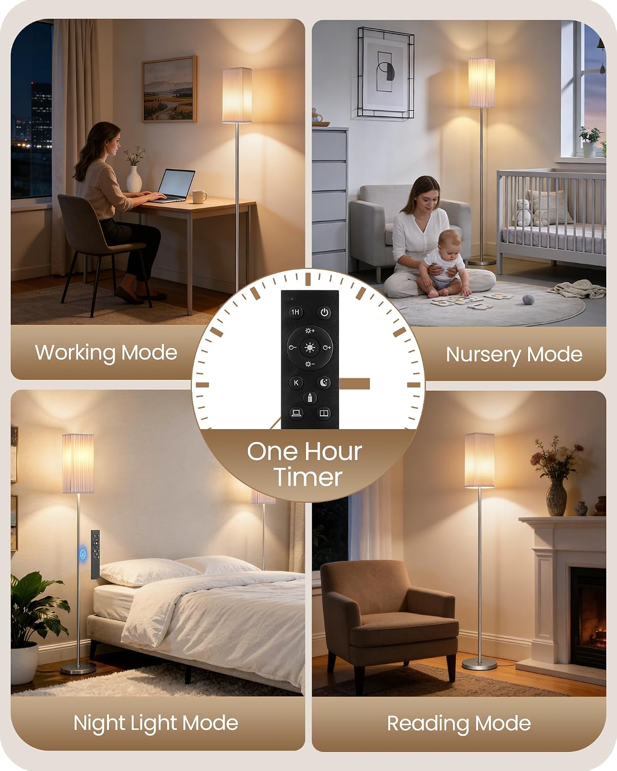 64.2''Dimmable Floor Lamp for Living Room with Remote and Foot Switch, Corner Floor Lamp for Bedroom, Includes 10W A19 Bulb, Modern…