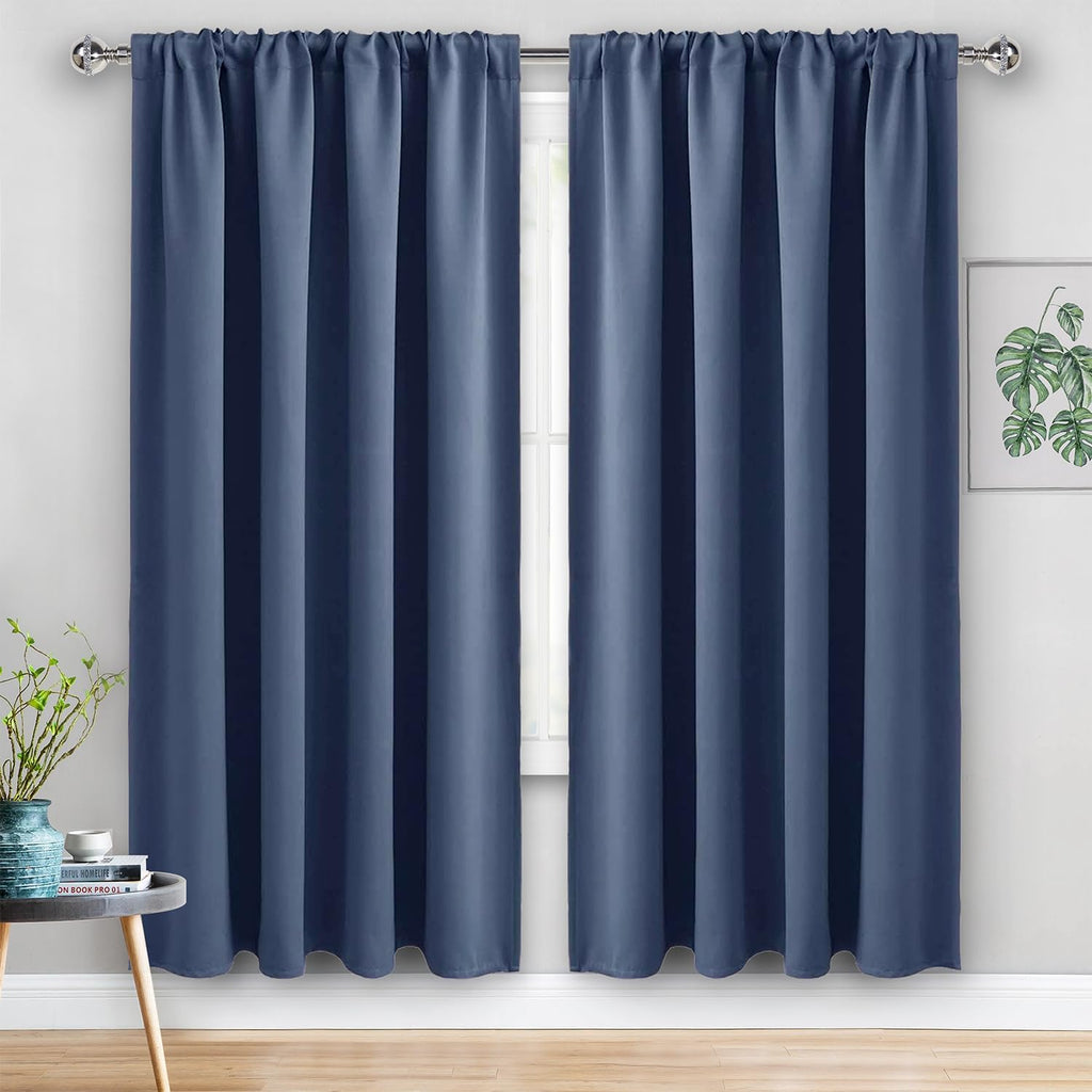Jiuzhen Blackout Curtains for Bedroom - Thermal Insulated Room Darkening Rod Pocket Curtains for Living Room, Set of 2 Panels with Tiebacks…