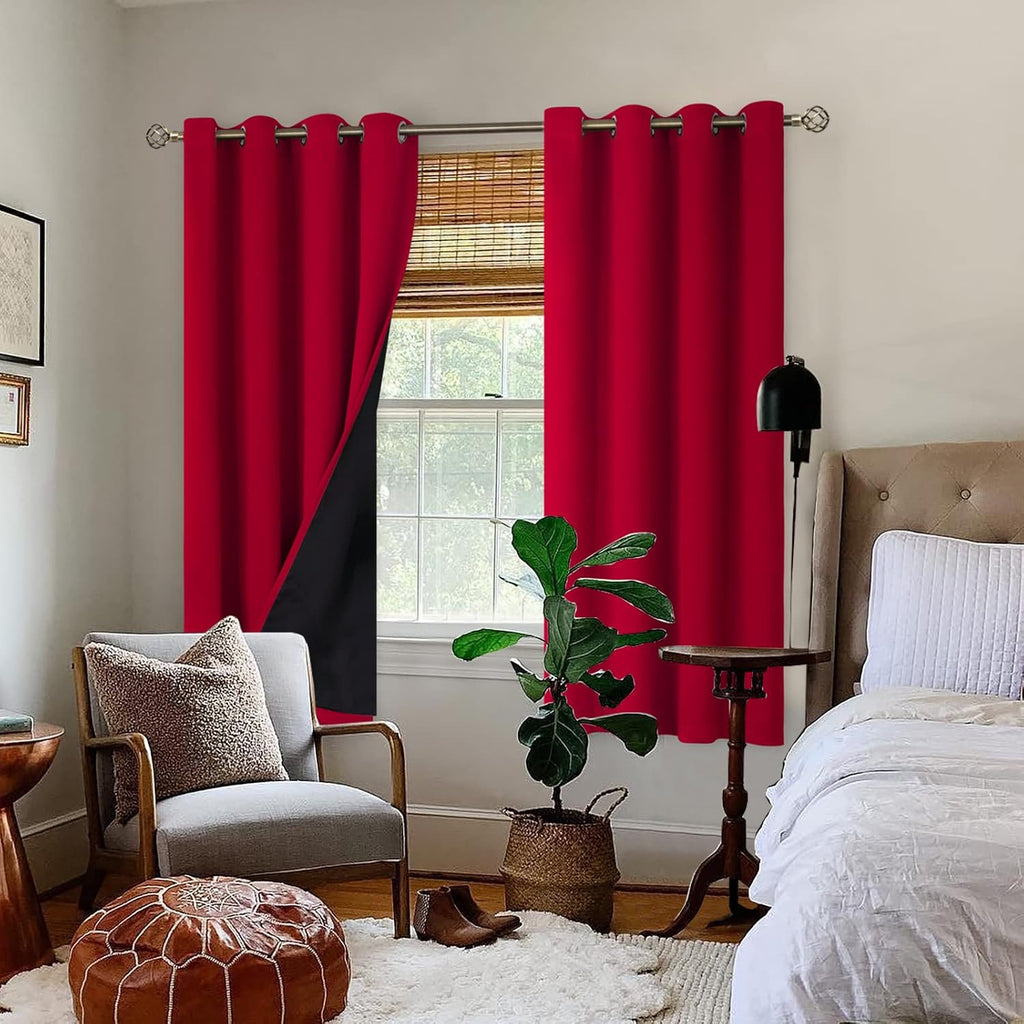 BGment Christmas 100% Blackout Curtains Thermal Insulated with Liner for Living Room Decoration - Grommet Double Layer Energy Saving Bedroo…