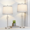 JUNNAI Table Lamps Set of 2, Bedside Lamp Silver Tall Table Lamps for Living Room End Tables, 22" to 30" Adjustable Height Lamp for…