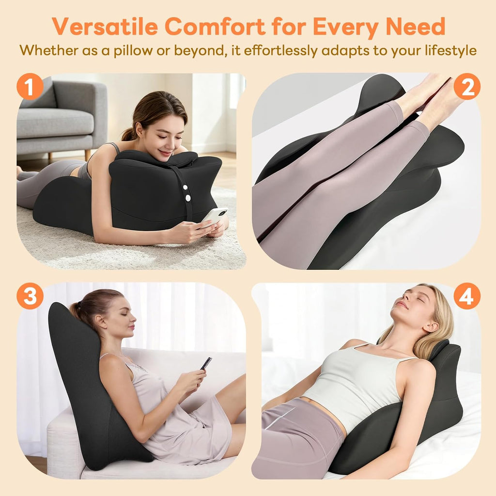 Memory Foam Wedge Pillow, 27° Angled Ergonomic Contoured Intimacy Couples Positioning Pillow for Reading, Back & Neck Support…