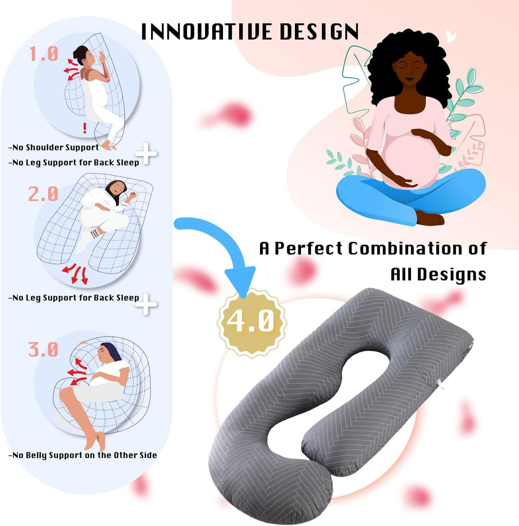 ALLOPERA Pregnancy Pillow, Full Body Maternity Pillow 57 inch, with Removable Washable Cover - Sleep Support for Legs, Back, Neck…