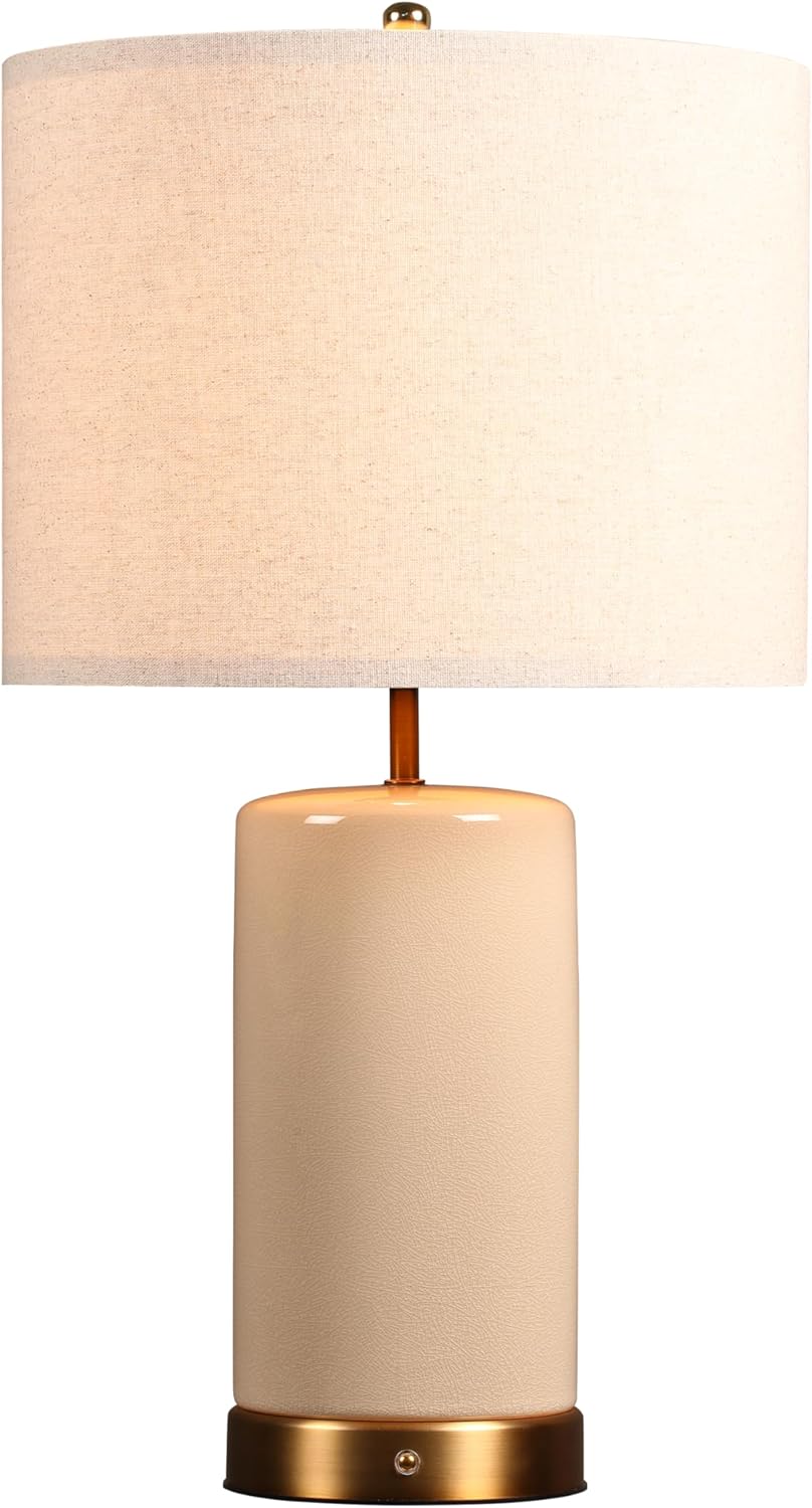 O’Bright Dune - Battery Powered Table Lamp, Rechargeable Cordless Ceramic Lamp, Full-Size 24 Inch Height, 4-Level Dimming, Smart Safety…