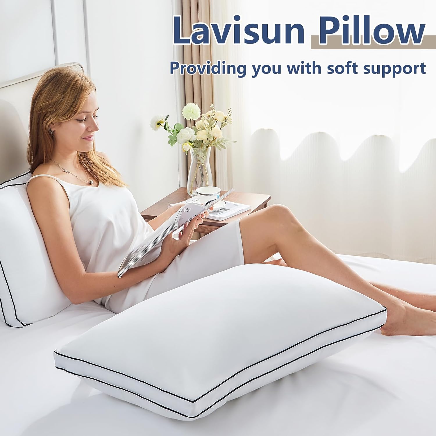 CozyLux Pillows Queen Size Set of 2, Soft and Supportive 3D Down Alternative Bed Pillow for Sleeping 2 Pack White, Luxury Hotel Quality Gus…