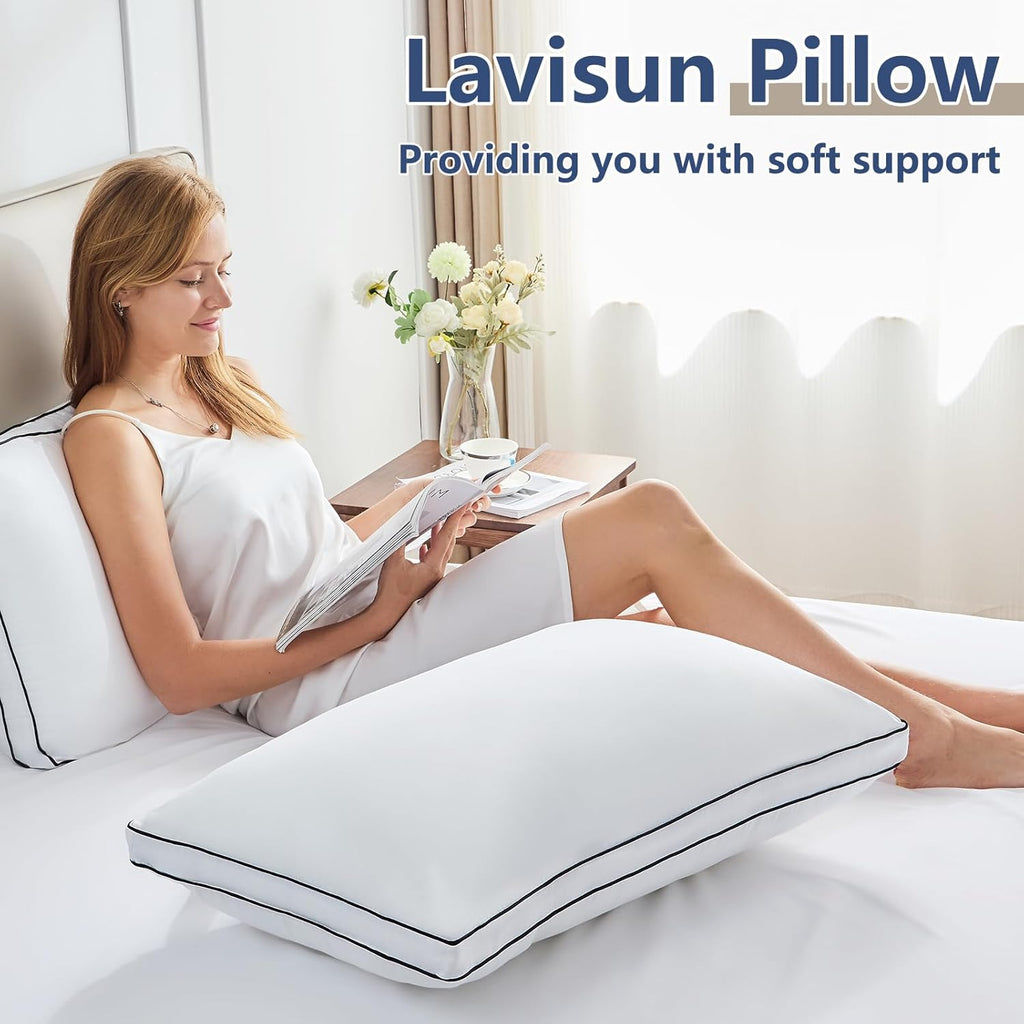 CozyLux Pillows King Size Set of 4, Soft and Supportive 3D Down Alternative Bed Pillow for Sleeping 4 Pack White, Luxury Hotel Quality Guss…