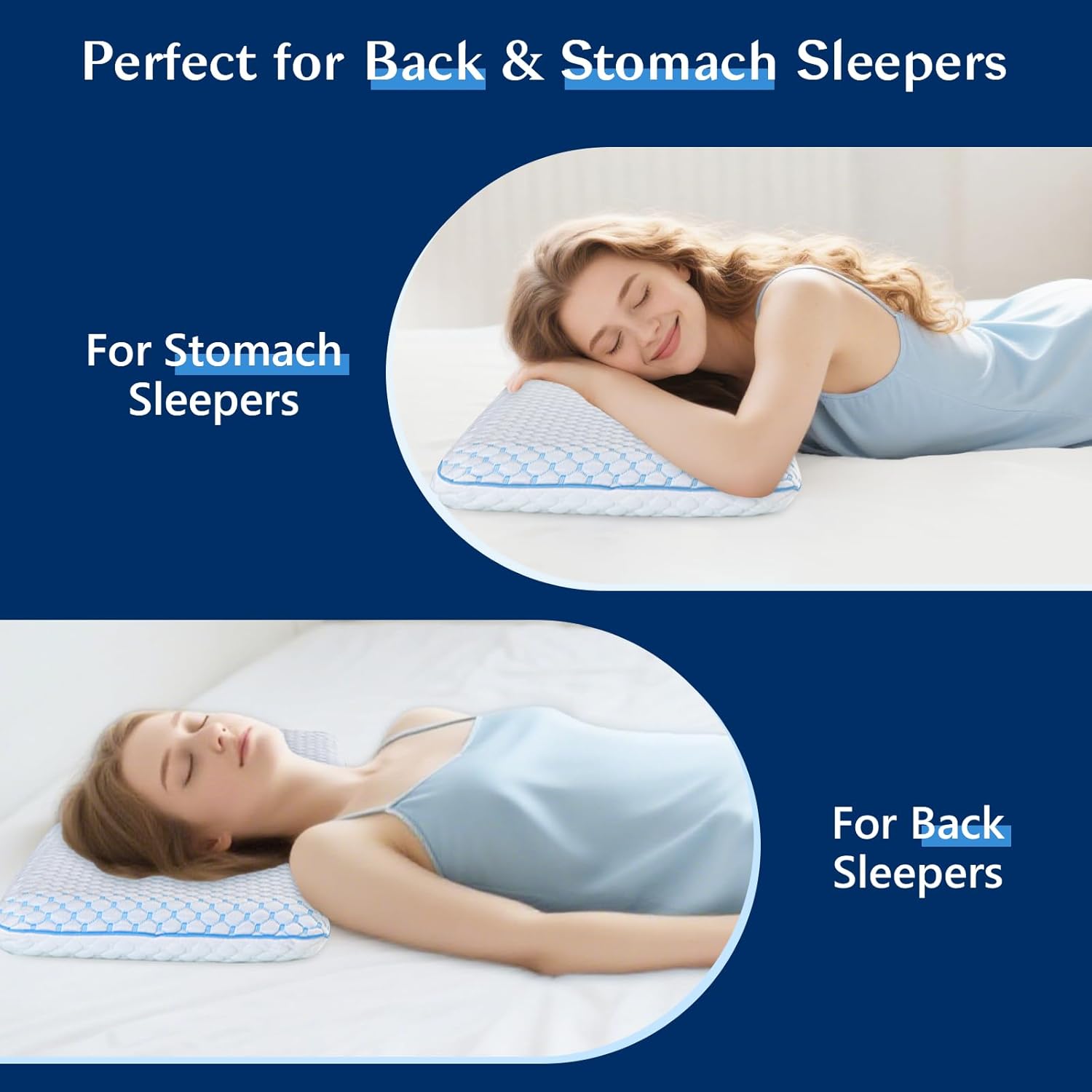 Iwacool Stomach Sleeping Pillow for Shoulder and Neck, Thin Pillow for Sleeping- Cooling Memory Foam Pillows Flat Pillows for Stomach Slee…