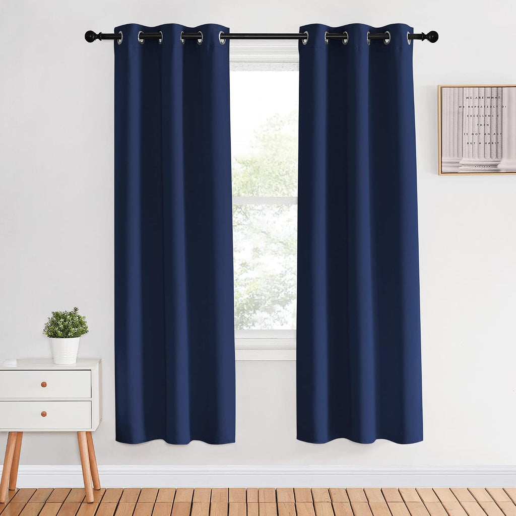 NICETOWN Blackout Curtain Panels 70, Navy, 1 Pair, 34 inch, Window Treatment Energy Saving Thermal Insulated Solid Grommet Blackout…
