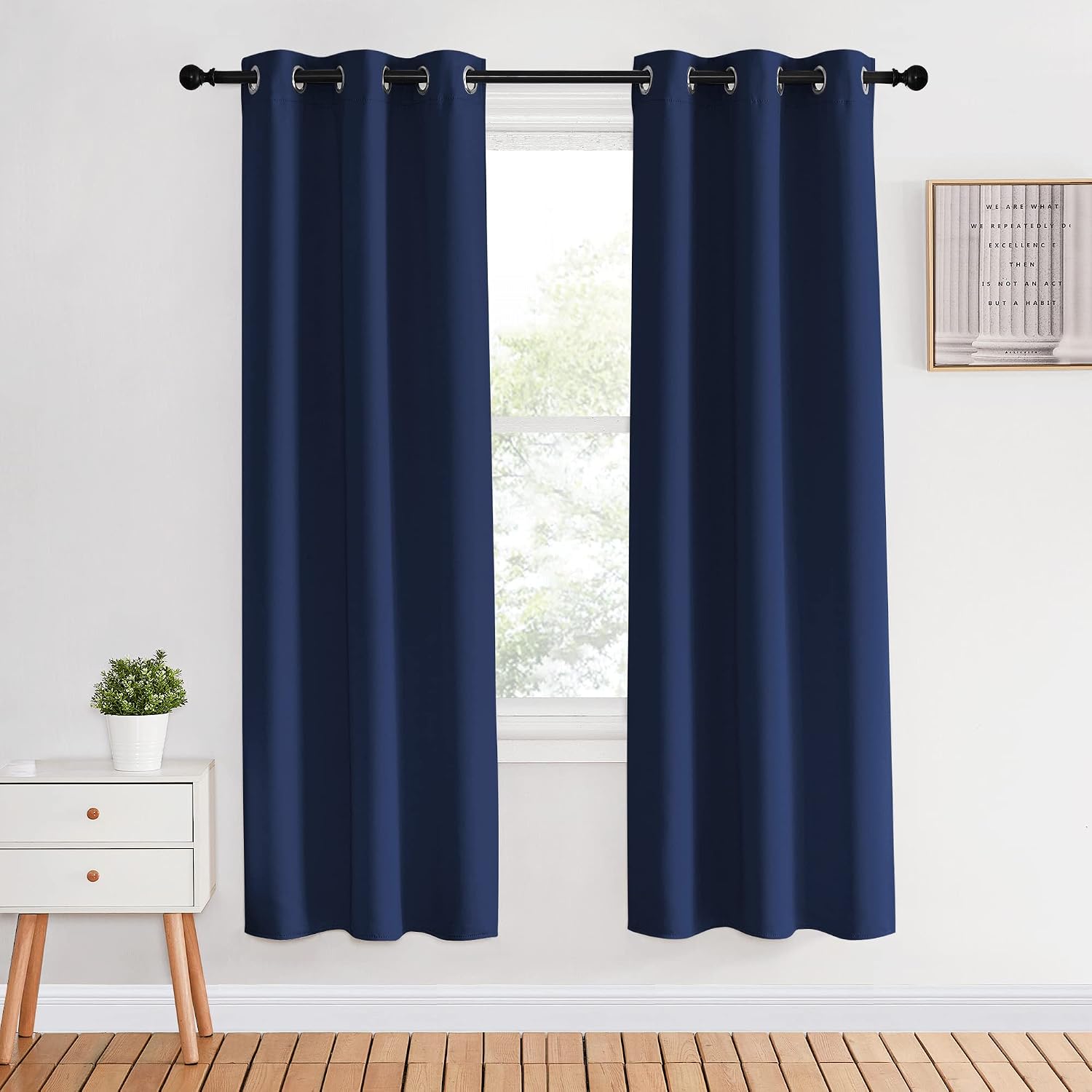 NICETOWN Blackout Curtain Panels 70, Navy, 1 Pair, 34 inch, Window Treatment Energy Saving Thermal Insulated Solid Grommet Blackout…