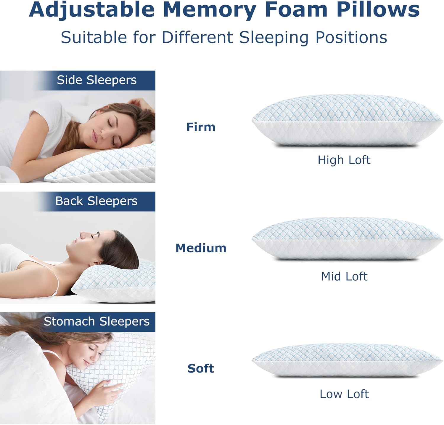Mislili Cooling Pillows Standard Size Set of 2, Adjustable Firm Memory Foam Standard Pillow, Standard Size Pillows for Stomach Back Side Sl…