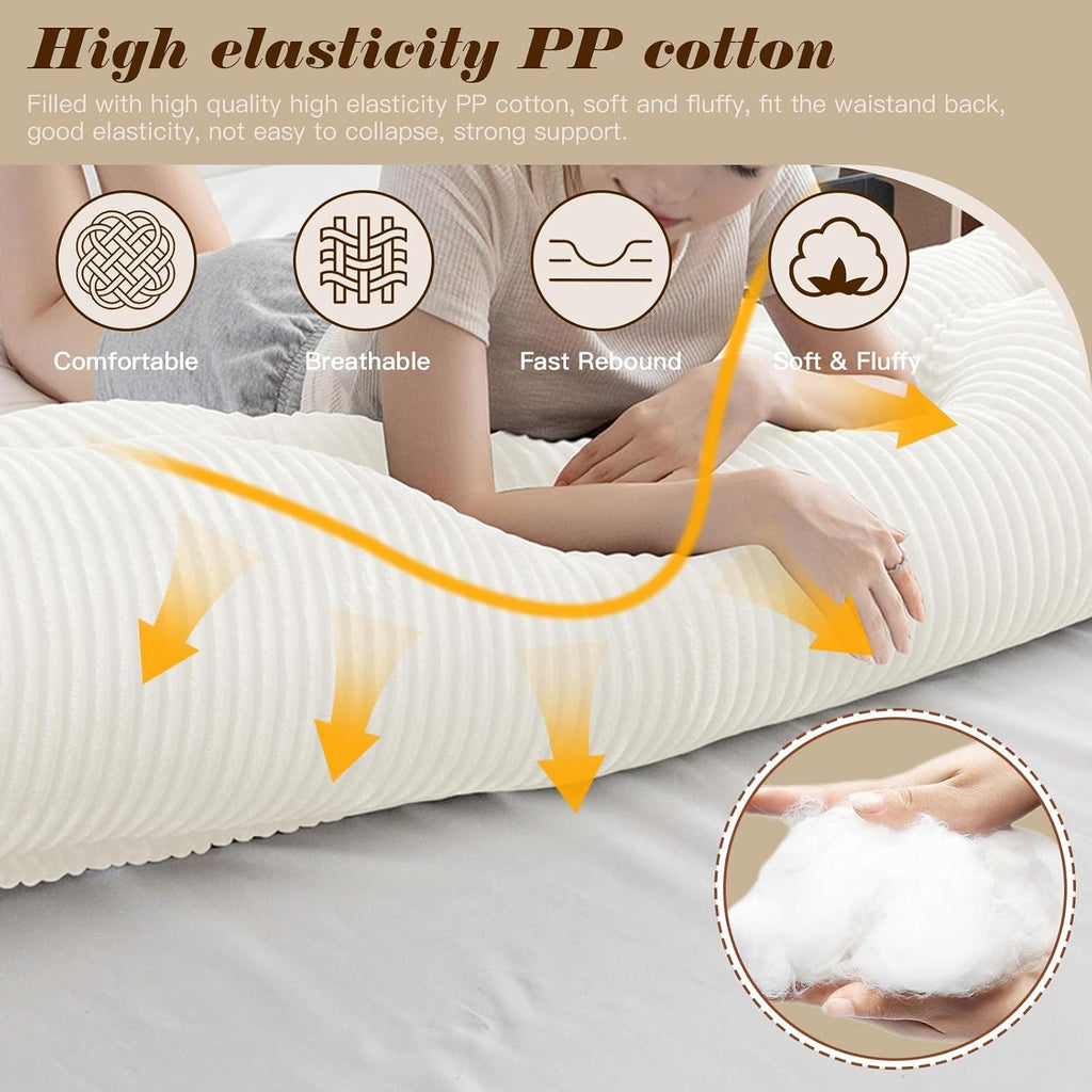Large Triangular Headboard Wedge Bed Rest Reading Pillow Backrest Positioning Support Bolster Cushion with Removable Cover (White, King…