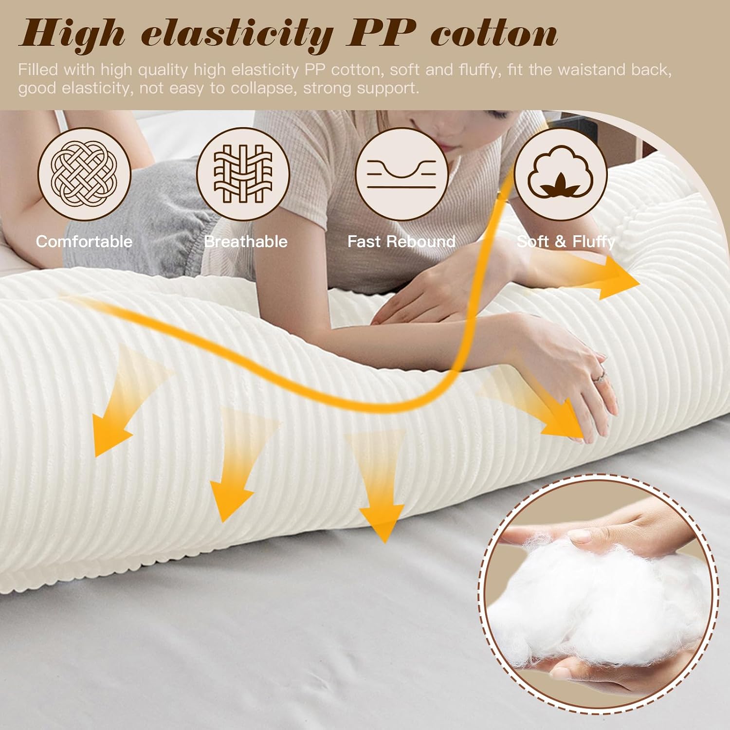 Large Triangular Headboard Wedge Bed Rest Reading Pillow Backrest Positioning Support Bolster Cushion with Removable Cover (White, King…