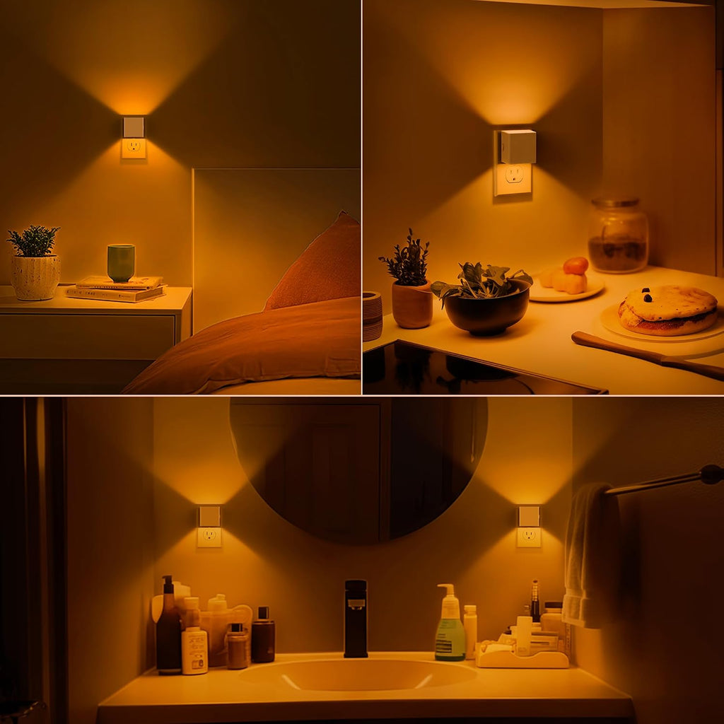 DORESshop LED Night Lights Plug into Wall [2 Pack], Plug in Nightlight, 3 Level Brightness Adjustable Night Light, Dusk to Dawn Sensor…
