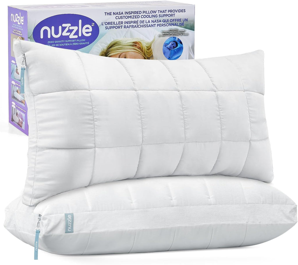 Nuzzlepillow Nuzzle Pillows King Size Set of 2 Adjustable Firm Pillows, Luxury Hotel Collection Bed Pillows – Adjust Height Soft Cooling Pi…