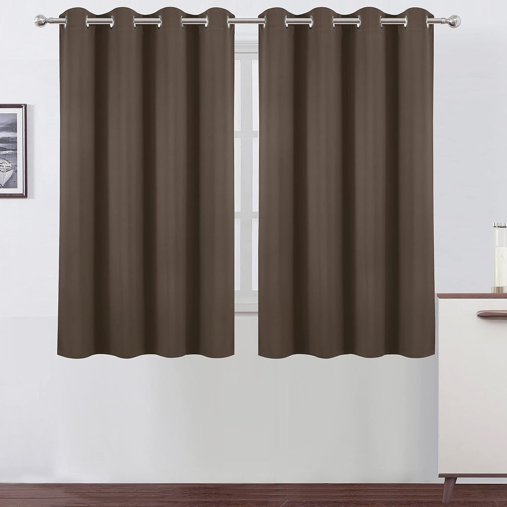 Lemomo Chocolate Brown Thermal Blackout Curtains/52 x 54 Inch/Set of 2 Panels Room Darkening Curtains for Bedroom 54 Inch silver