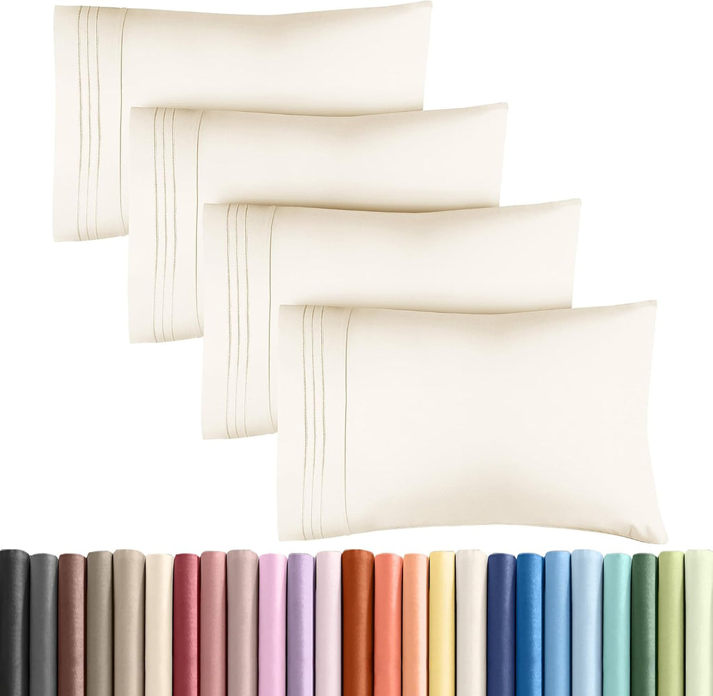 King Pillow Cases Set of 4 - Ultra Soft Hotel Quality Pillowcase Covers - Comfy, Cozy & Wrinkle Free - Shrinkage, Stain & Fade Resistant…