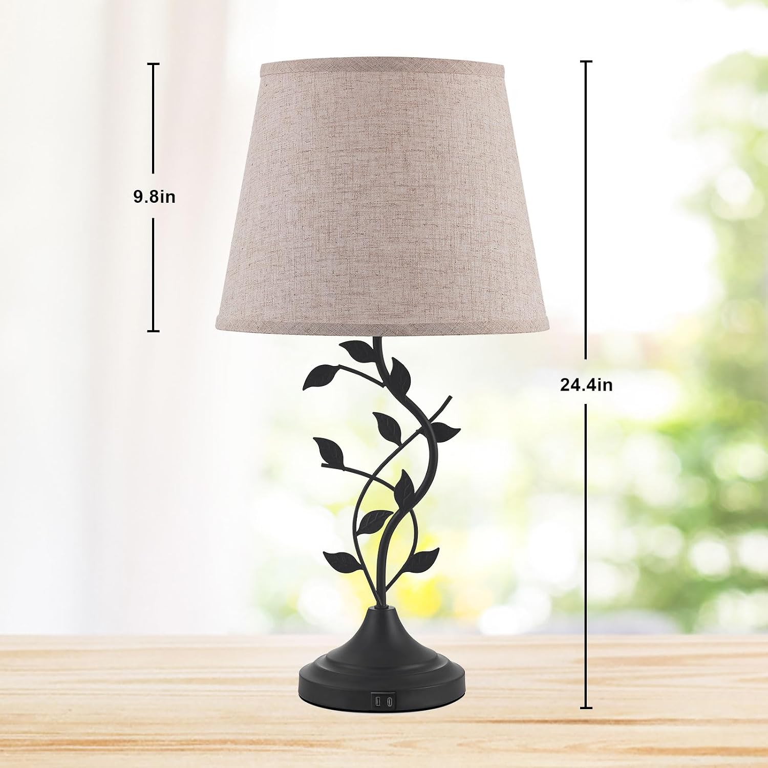 Kakanuo Table Lamp for Bedside, Lamp for Living Room with USB-A and USB-C Charging Ports, Traditional Tall Bedroom Lamp for End Table