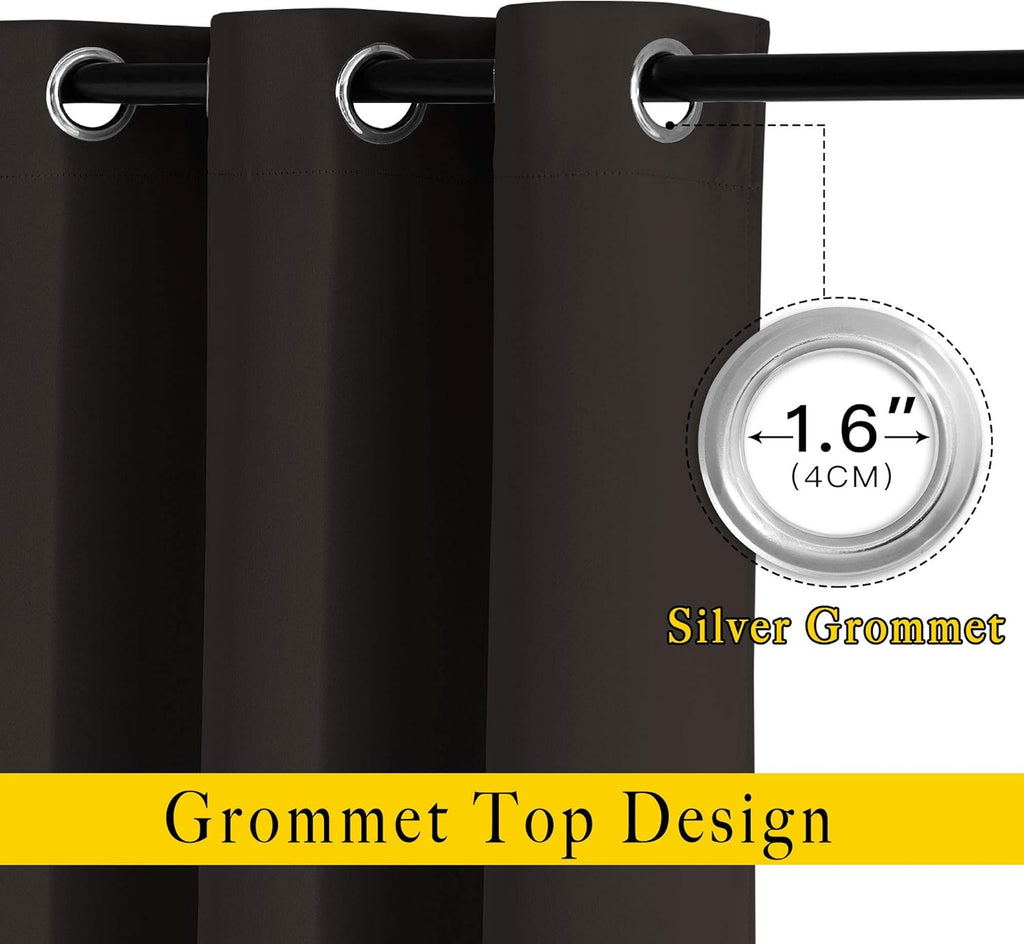 Nicetown Bedroom Blackout Curtains and Drapes - Energy Smart Thermal Insulated Solid Grommet Blackout Draperies for Living Room (2 Panels,…