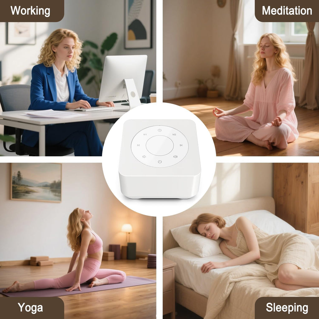 White Noise Sound Machine, Noise Machine for 20 Soothing Sounds, 2 Customizable Shortcut Buttons, Timer, Memory Function, USB-A Cable…
