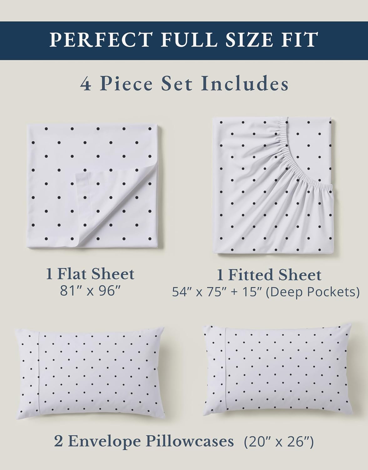 LaneLinen LANE LINEN 100% Organic Cotton Full Sheets Set, Percale Fully Elasticized Mercerized Soft & Comfy Machine Washable Printed Cotton…