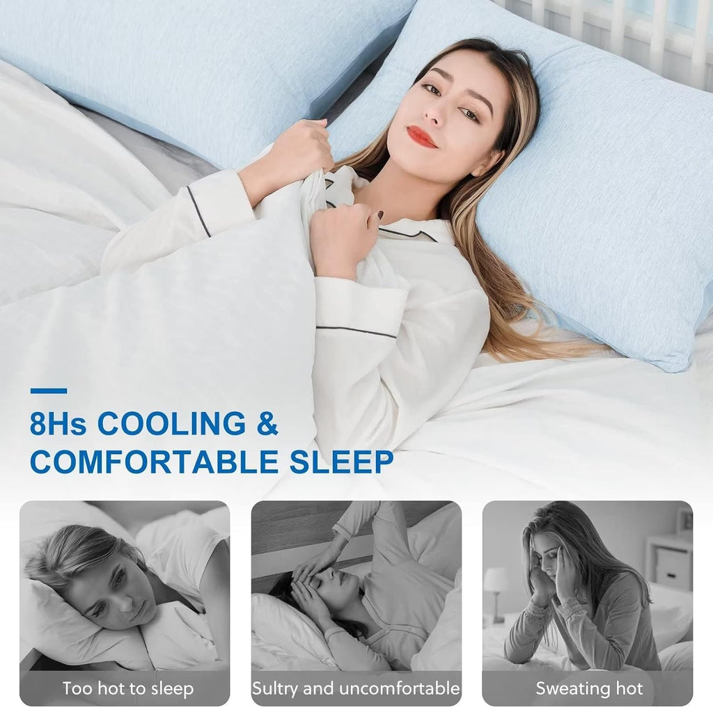 Homfine Cooling Pillowcase Body Size - Double Side Q-Max 0.439 Cooling Fiber for Pillow Protector, Long Cold Pillow Cover for Hot Sleeper N…