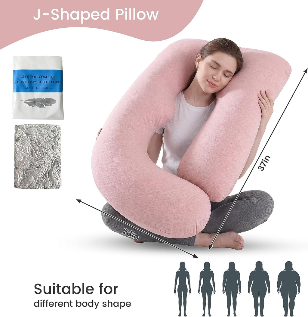Jcickt Pregnancy Pillow for Sleeping,59 inch Maternity Pillow with Removable Washable Cover, J-Shaped Cooling Full Body Pregnant Pillow…