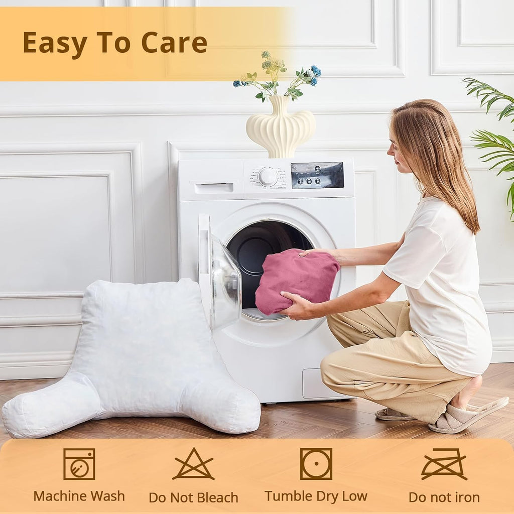 Sasttie Reading Pillow, Velvet Back Pillow for Bed Sitting Up, Adult Back-Rest Support Cushion with Arms for Sit Up on Couch, Sofa, and…