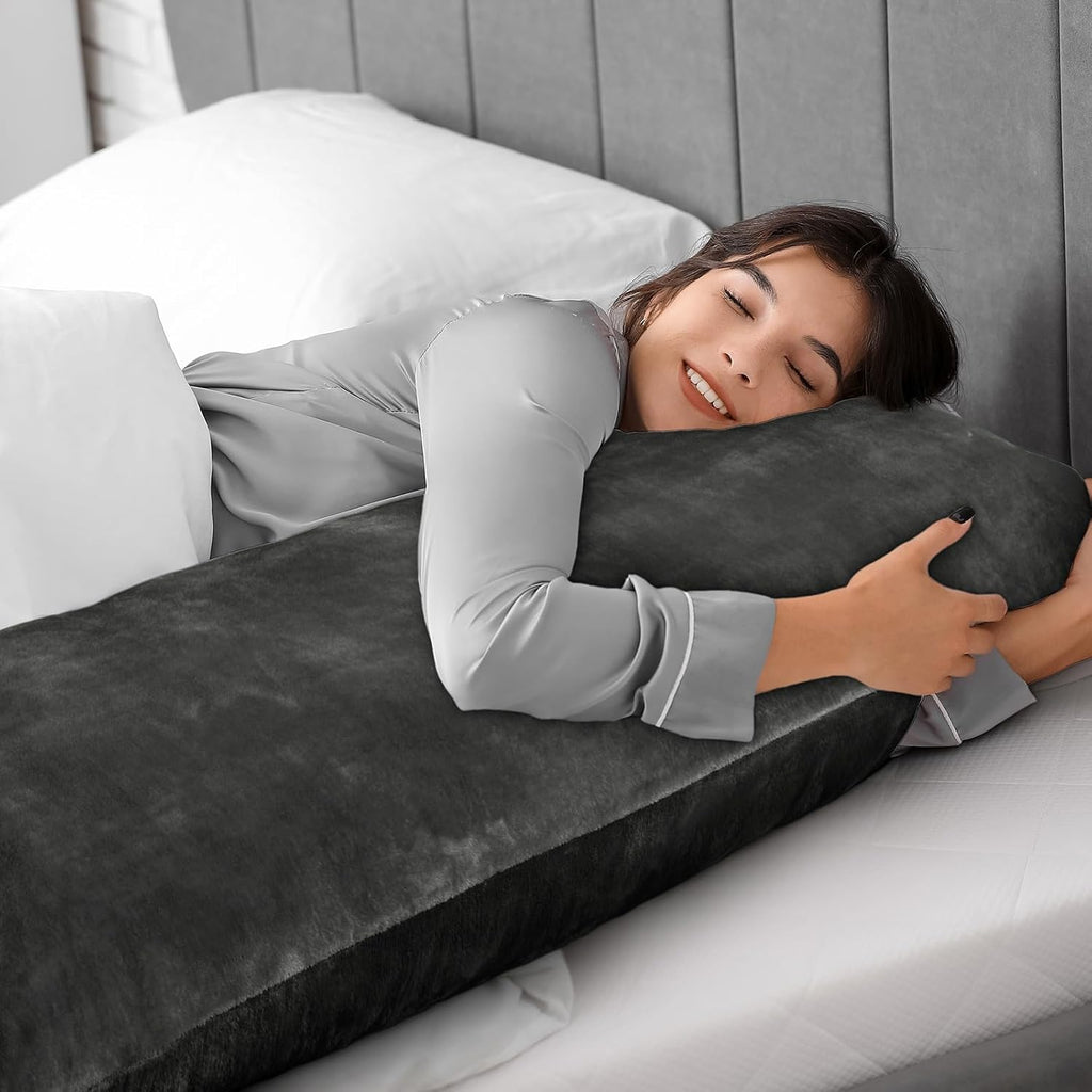 Bedelite Body Pillow Cover with Zipper Closure, Super Soft and Cozy Fuzzy Fleece Pillowcase 20 x 54 Inches, Luxury Fluffy Plush Long Body P…