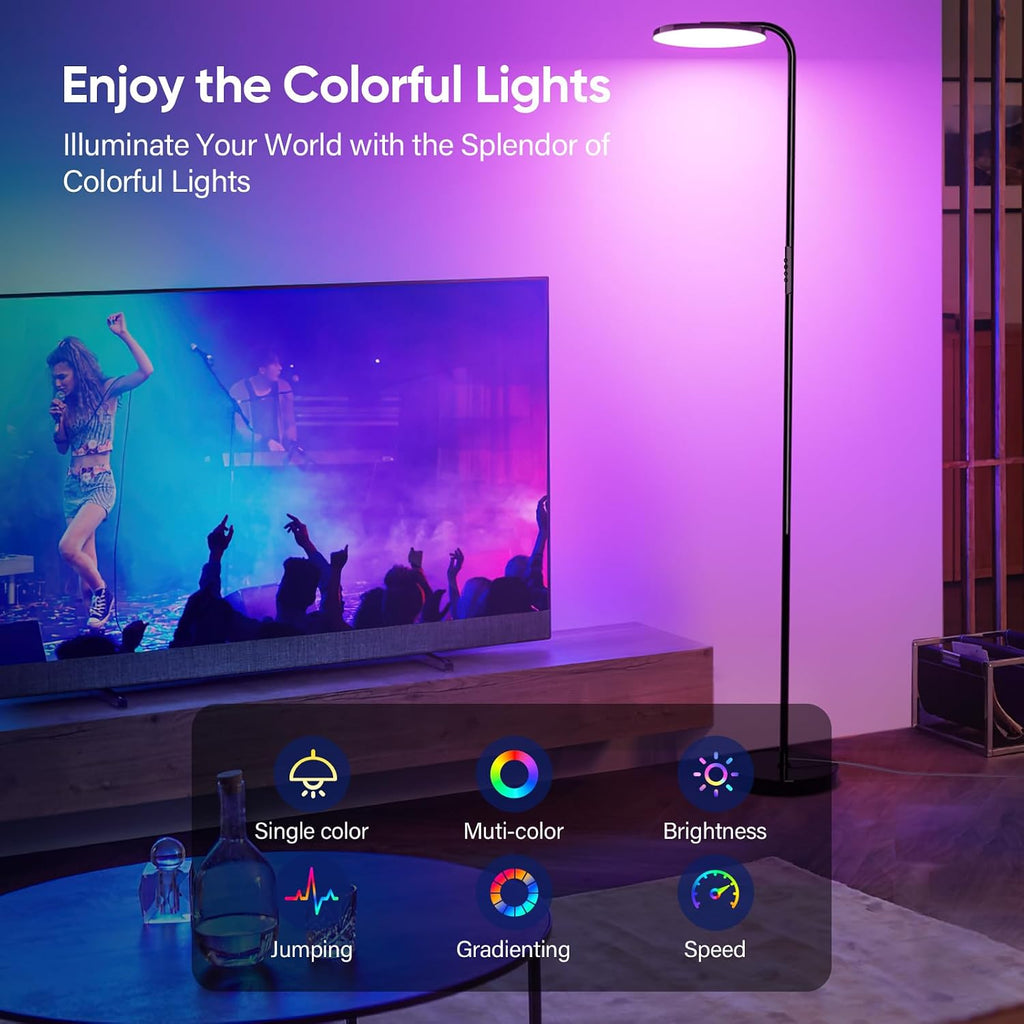 SIBRILLE RGB Floor Lamp, 36W Bright LED Standing Lamp, Stepless Dimming Color Changing Torchiere Floor Lamps with Remote, 350°Rotating…
