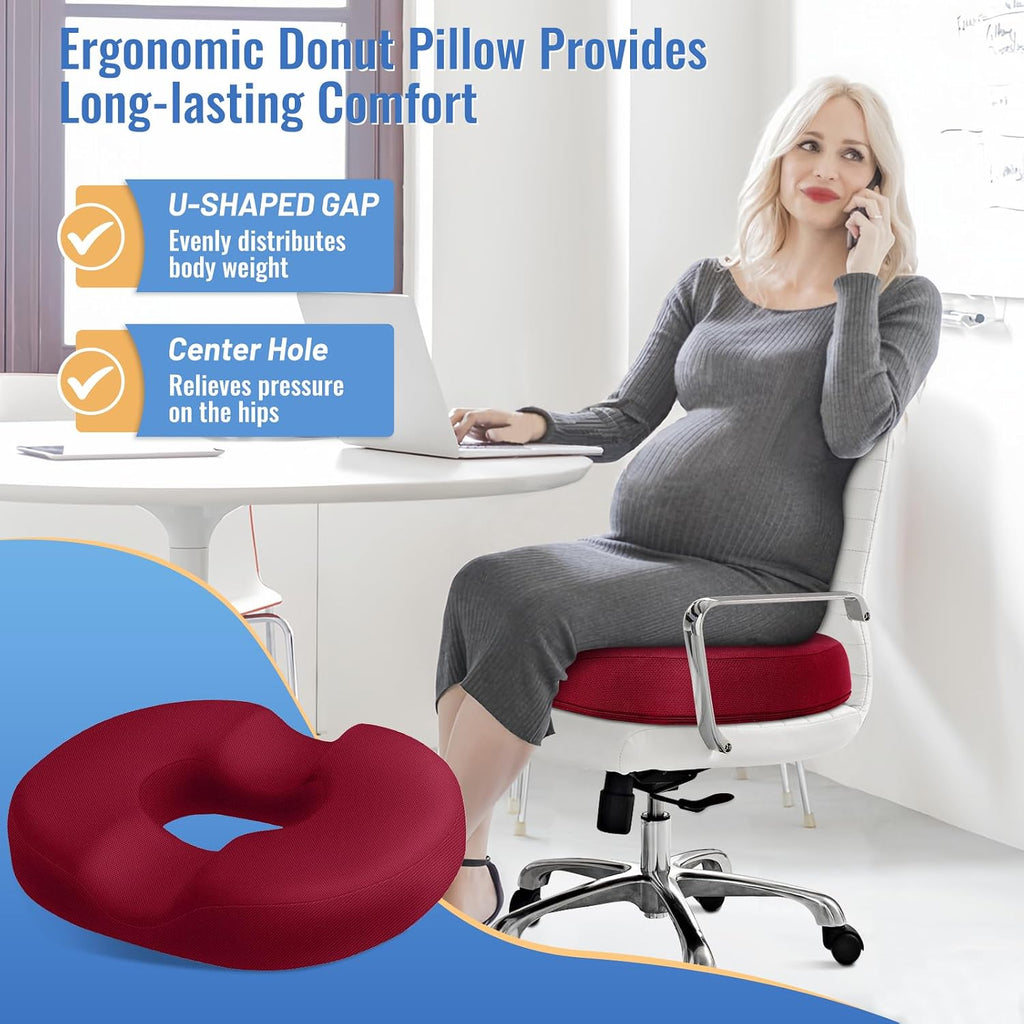 CloudBliss Donut Pillow Seat Cushion Chair Pad for Tailbone and Hemorrhoids, Memory Foam Seat Chair Cushion for Men and Women for Home & Of…