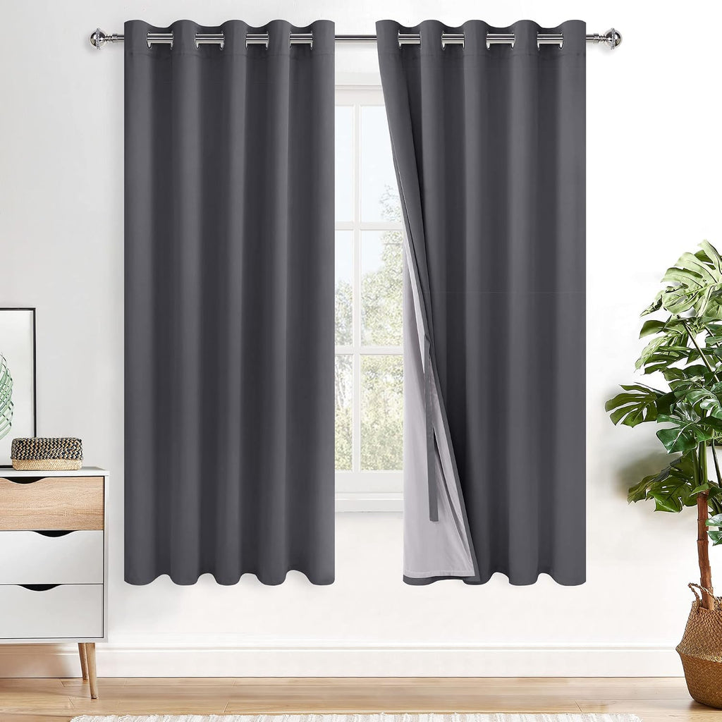 Xwzo Extra Wide Full Blackout Curtain - Thermal Insulated Black Liner Curtains, Noise Reducing and Heat Blocking Drapes for Hall and Studio…