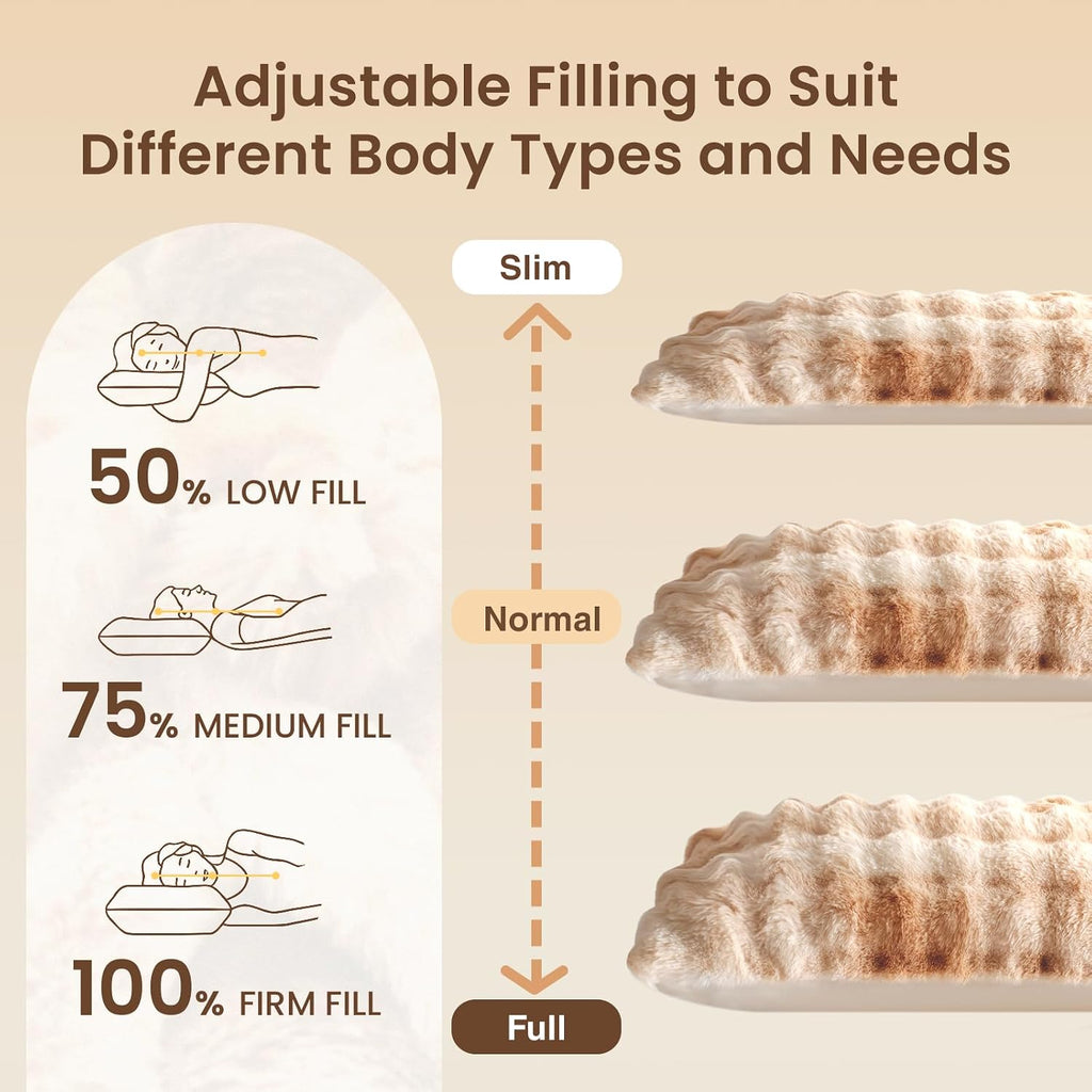 Zonli Fluffy Body Pillow for Adults, Fuzzy Faux Fur Body Pillow with Shredded Memory Foam, Adjustable Support for Side Sleepers, Pregnancy…