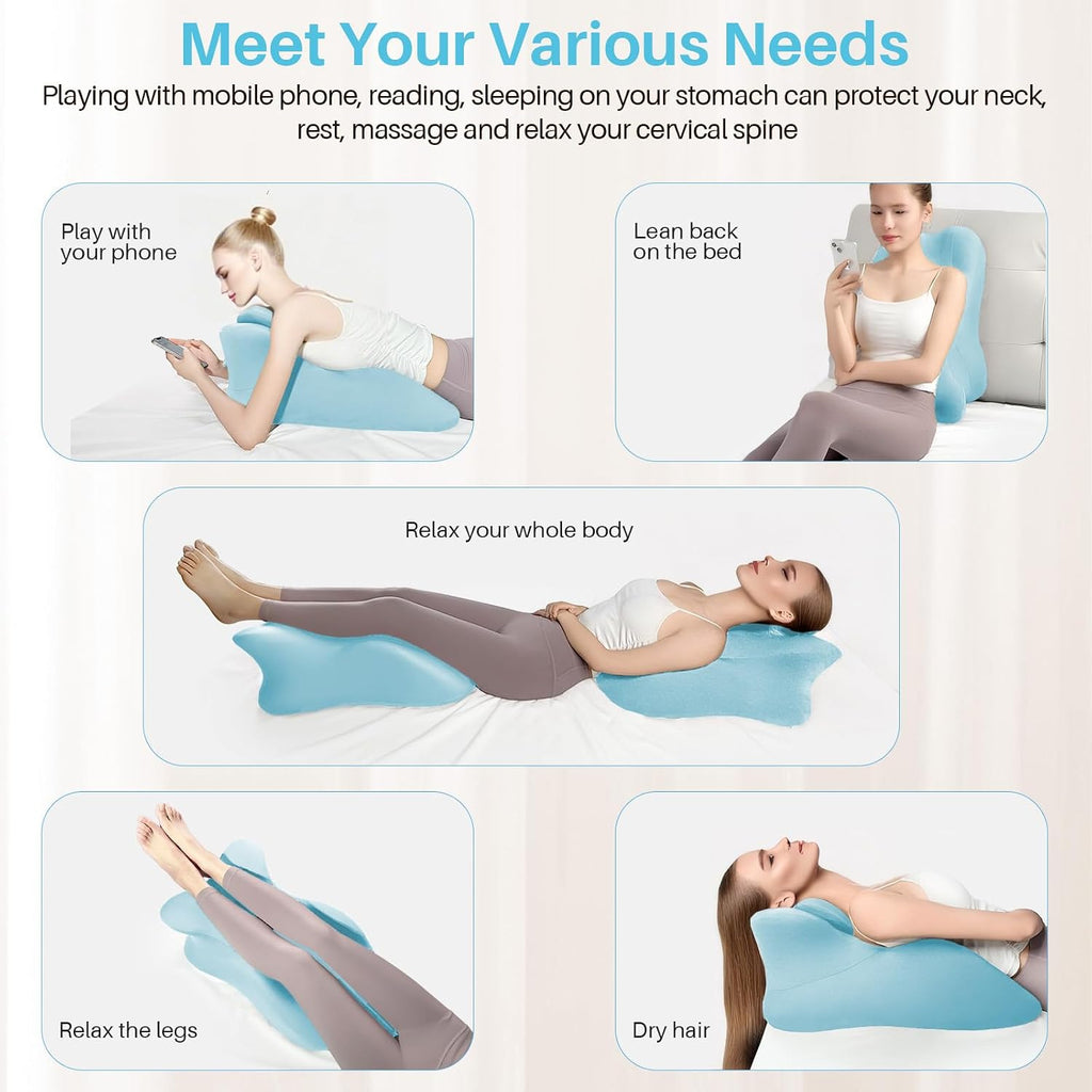 eleELEOPTION ele ELEOPTION Memory Foam Ergonomic Wedge Pillow Prone Reading Pillow for Bed Sofa Stomach Back and Neck Support Sitting Up wi…