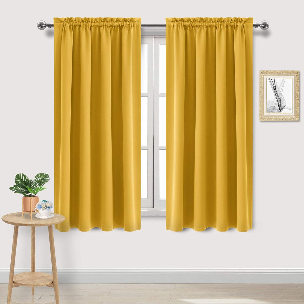 Dwcn Yellow Room Darkening Blackout Curtains - Thermal Insulated Privacy Energy Saving Window Curtain Drapes 42 x 72 inch Length, Set of 2…