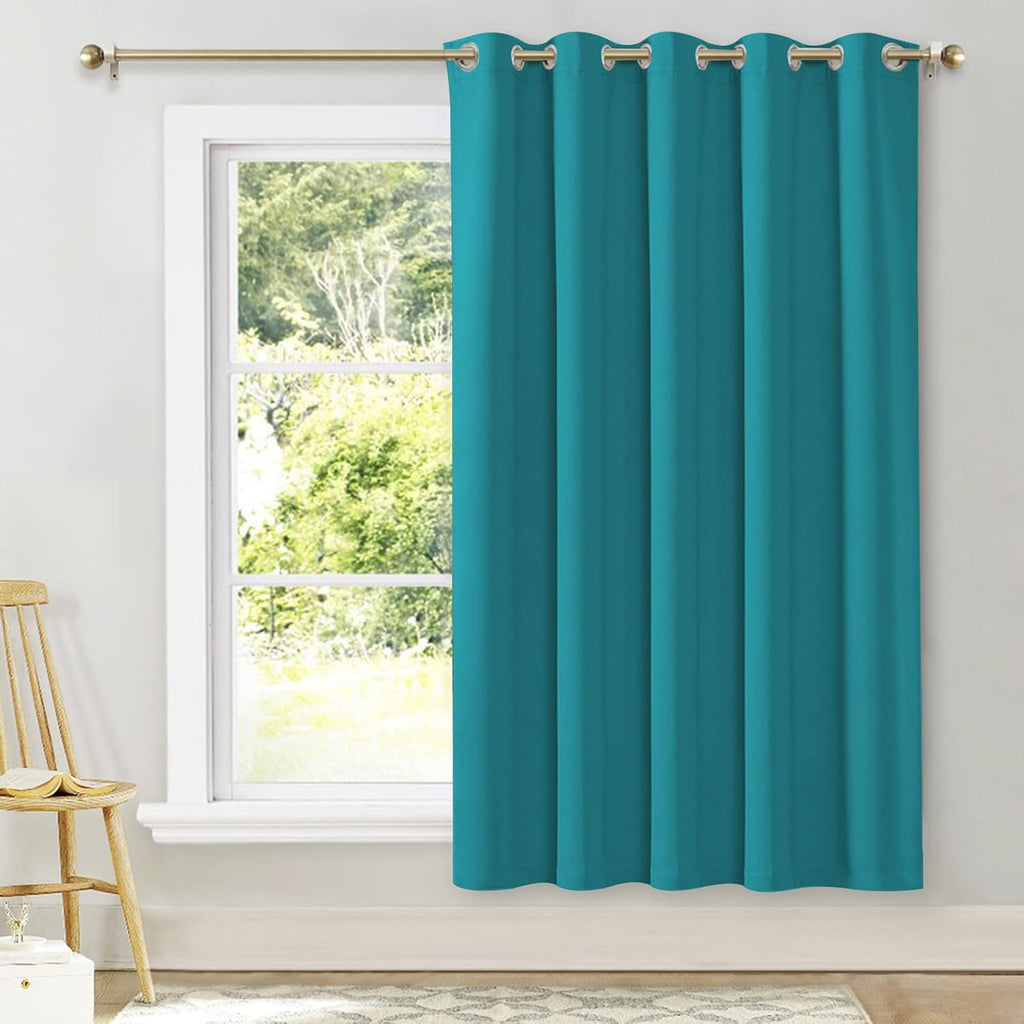 NICETOWN Room Darkening Curtains for Bedroom, Peacock Teal Thermal Insulated Drapes 72 inches Long for Office, Loft, Guestroom (1 Panel…