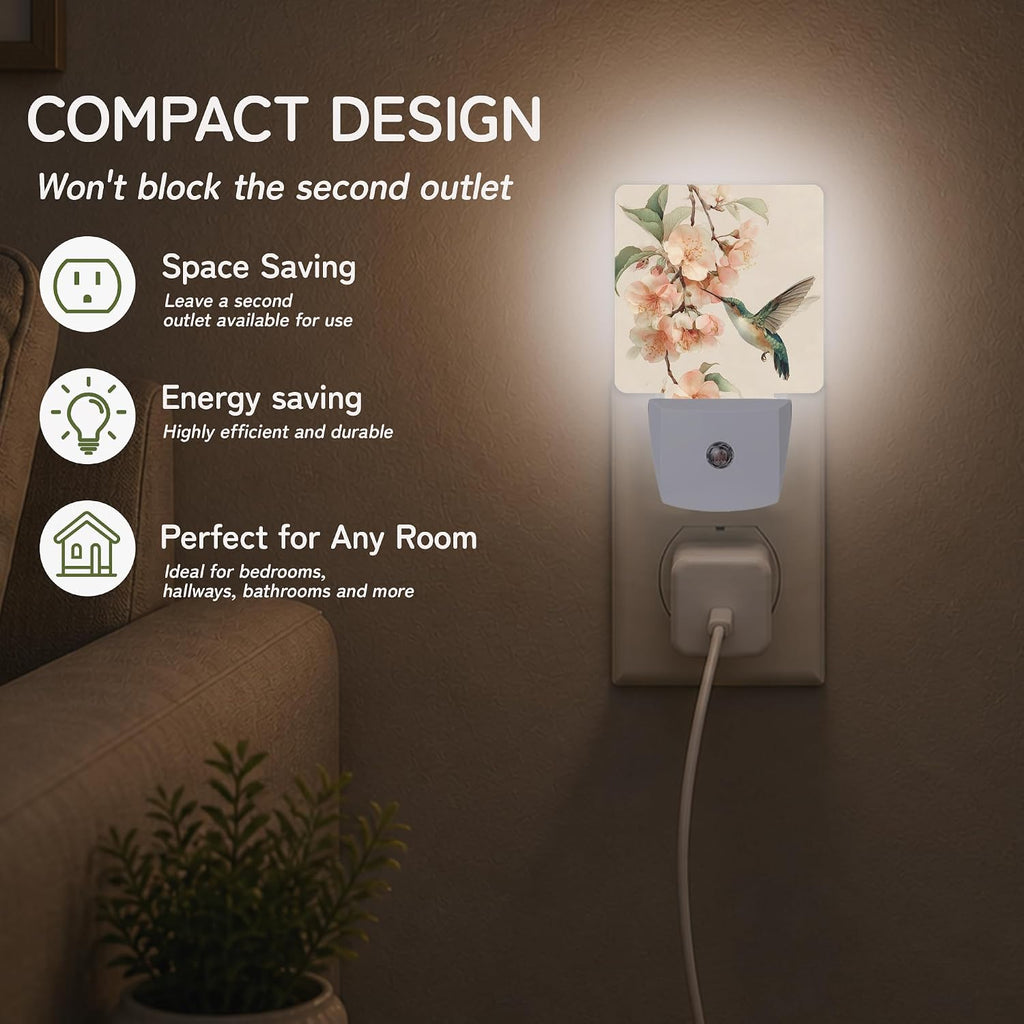 Hummingbird Cherry Blossom Night Lights Plug into Wall, Night Light for Bedroom Bathroom Hallway Kitchen, Auto Dusk to Dawn Sensor…