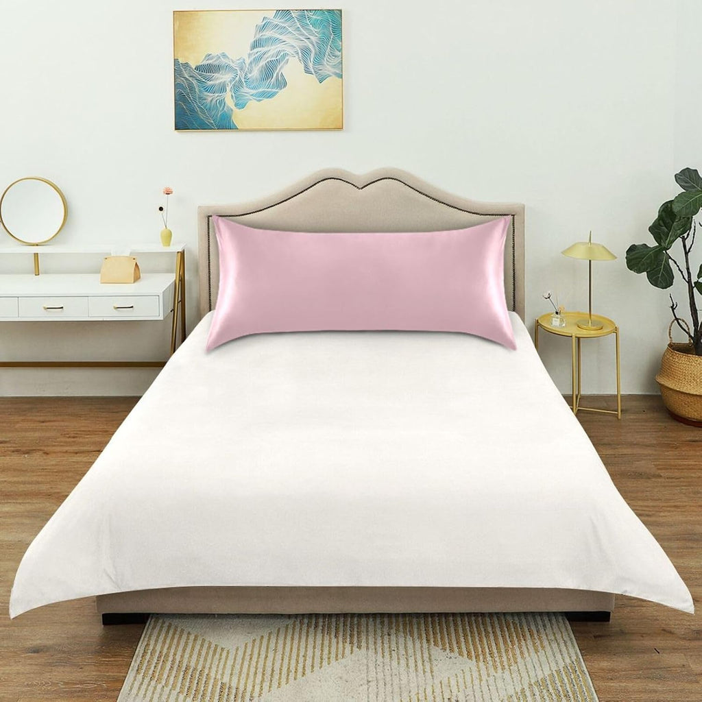 Pink Color Pillow Covers Silk Pillowcase for Hair and Skin Breathable Smooth Soft Satin Pillowcase King Size Pillow Case for Hot Sleepers…