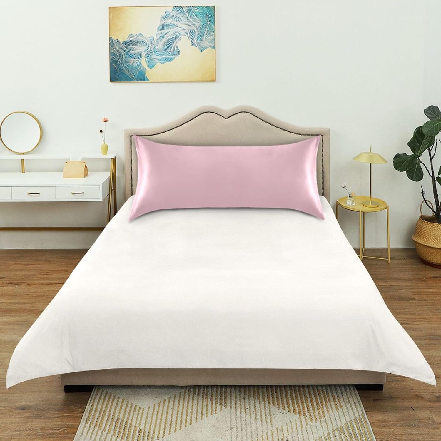 Pink Color Pillow Covers Silk Pillowcase for Hair and Skin Breathable Smooth Soft Satin Pillowcase Queen Size Pillow Case for Hot…