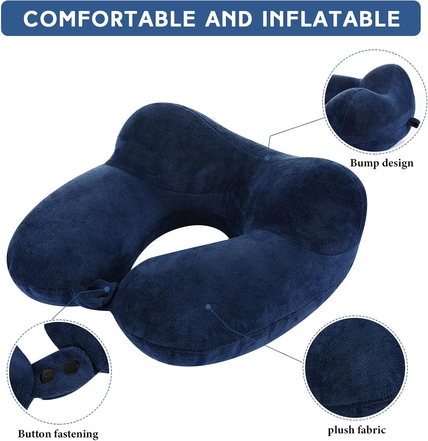 Sintuff 2 Pack Inflatable Travel Pillow for Airplanes Inflatable Neck Flight Pillows with Compact Bag and Blindfold for Traveling…