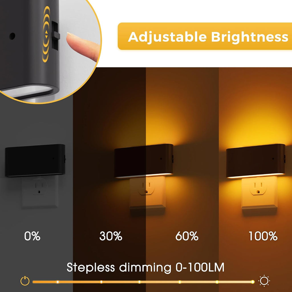 Llohasled L LOHAS LED Night Light, 2 Pack Dimmable Modern LED Night Lights Plug into Wall, Dusk to Dawn Sensor Night Lights for Kid, 0-100LM…