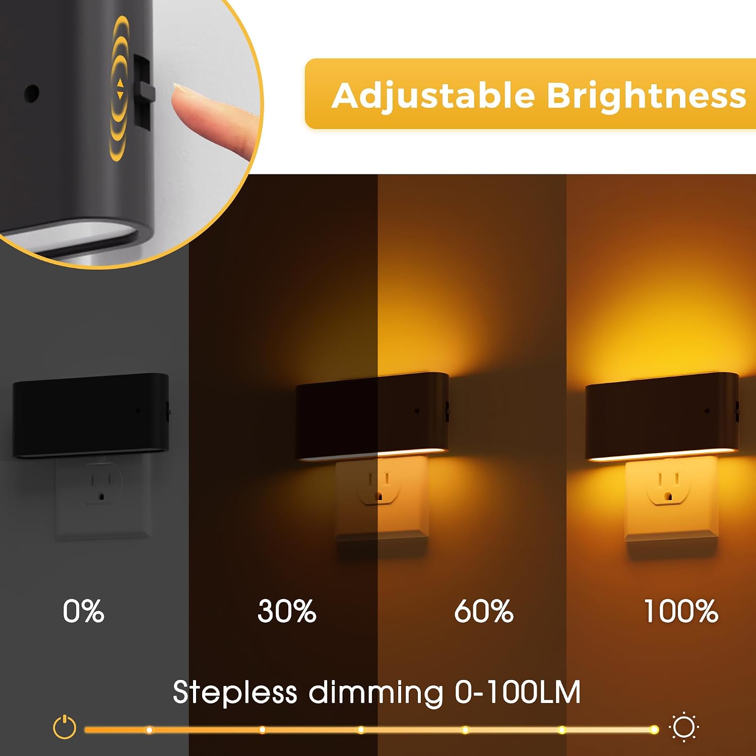Llohasled L LOHAS LED Night Light, 2 Pack Dimmable Modern LED Night Lights Plug into Wall, Dusk to Dawn Sensor Night Lights for Kid, 0-100LM…